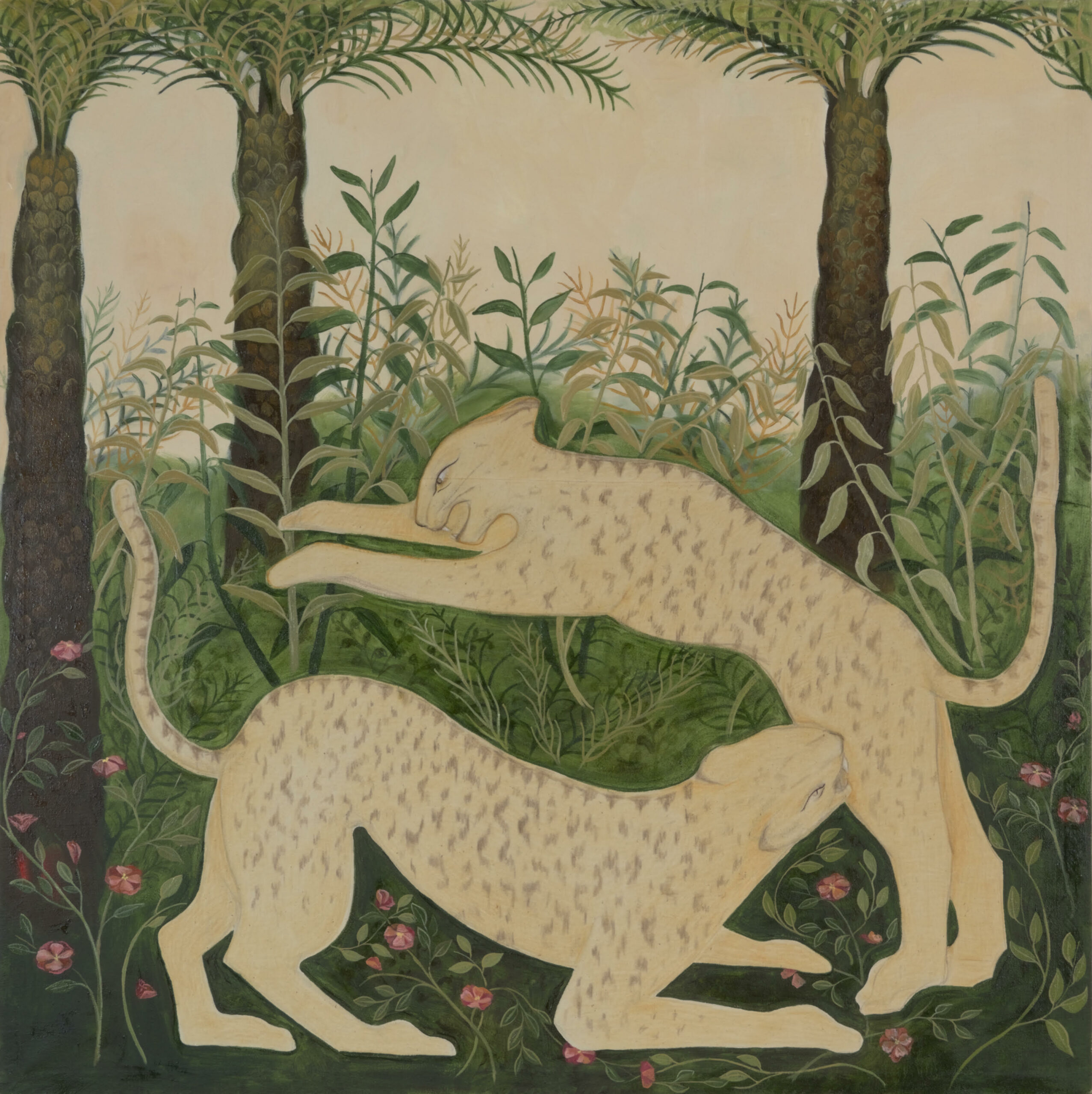 Sara Fenicia, LEOPARDI II, mixed media on canvas, 100x100, 2025