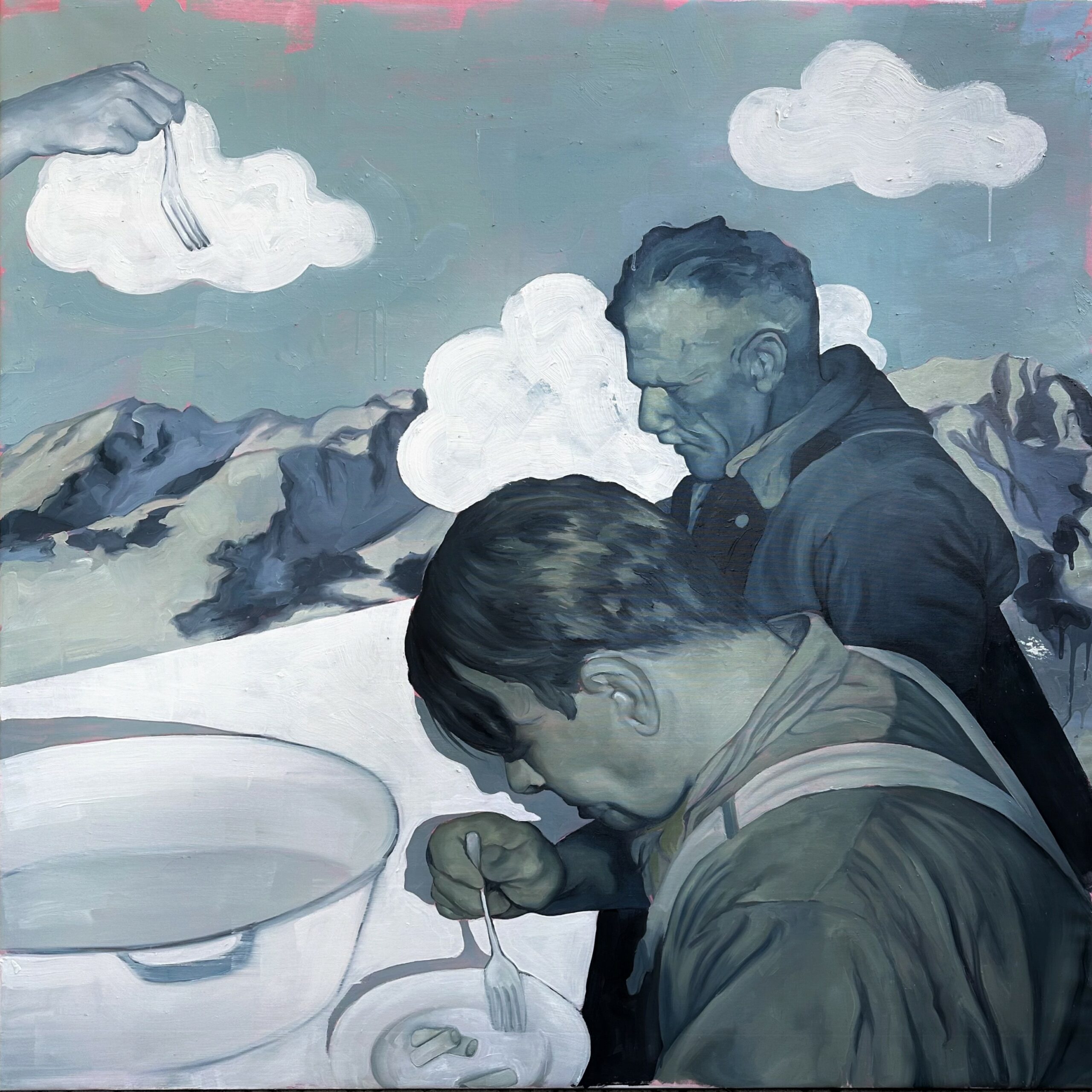 Francesca Mazzagatti, PASTASCIUTTA ANTIFASCISTA, olio su tela, 120x120, 2024